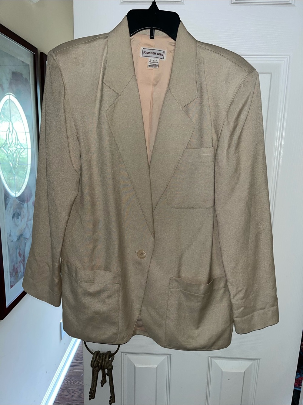 Jones New York Light Beige Single-Button Blazer